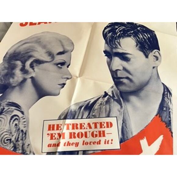 1963 Reissue 1932 Red Dust Folded Movie Poster 27x41 Jean Harlow Clark Gable - Picture 2 of 7